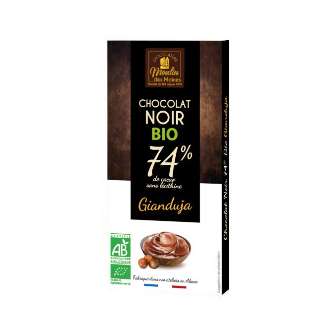 Tablette Chocolat noir gianduja bio - 100g