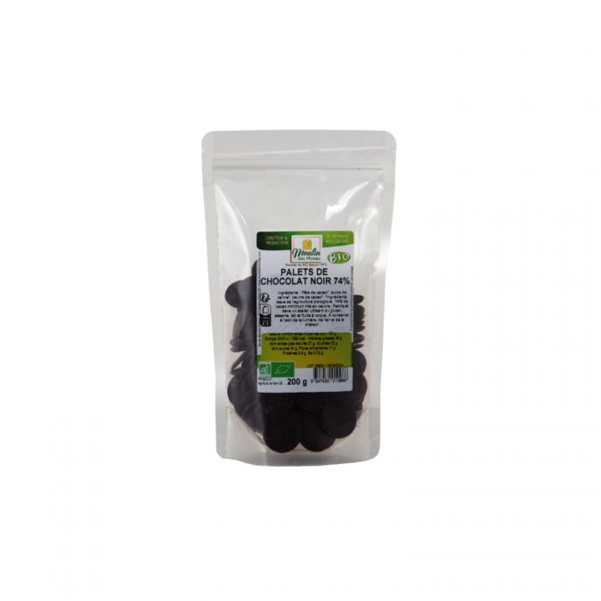 Palets de chocolat noir 74% bio - 200g