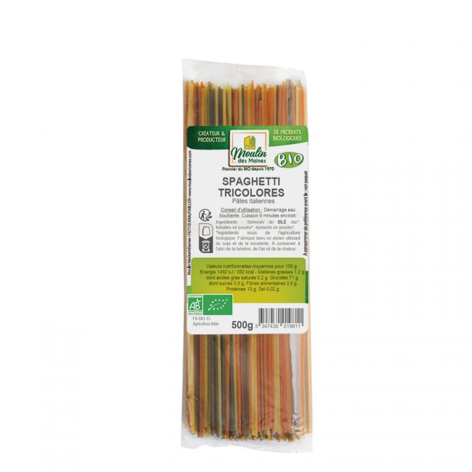 Spaghetti tricolores bio - 500g