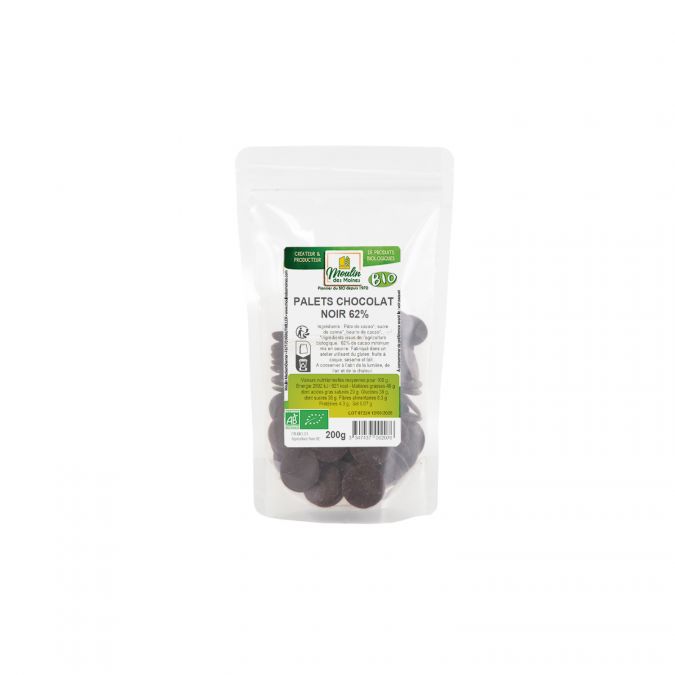 Palets de chocolat noir 62% bio - 200g